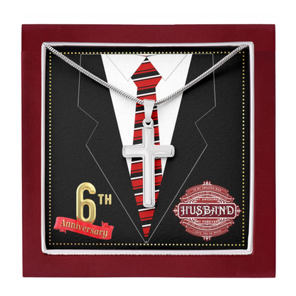 JGF Jewelry Gifts for Family 6th Wedding Anniversary For Him Husband Cross Necklace for Men