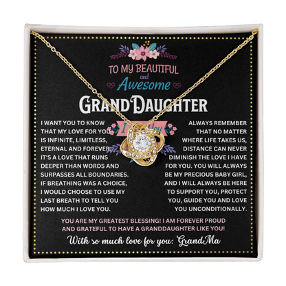 JGF Jewelry Gifts for Family Love Knot Necklaces For Granddaughter From Grandmother