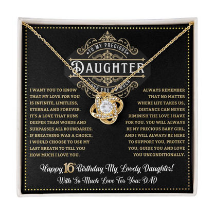 JGF Jewelry Gifts for Family Sweet 16 Necklace Jewelry Daughter Love Knot Necklace From Dad