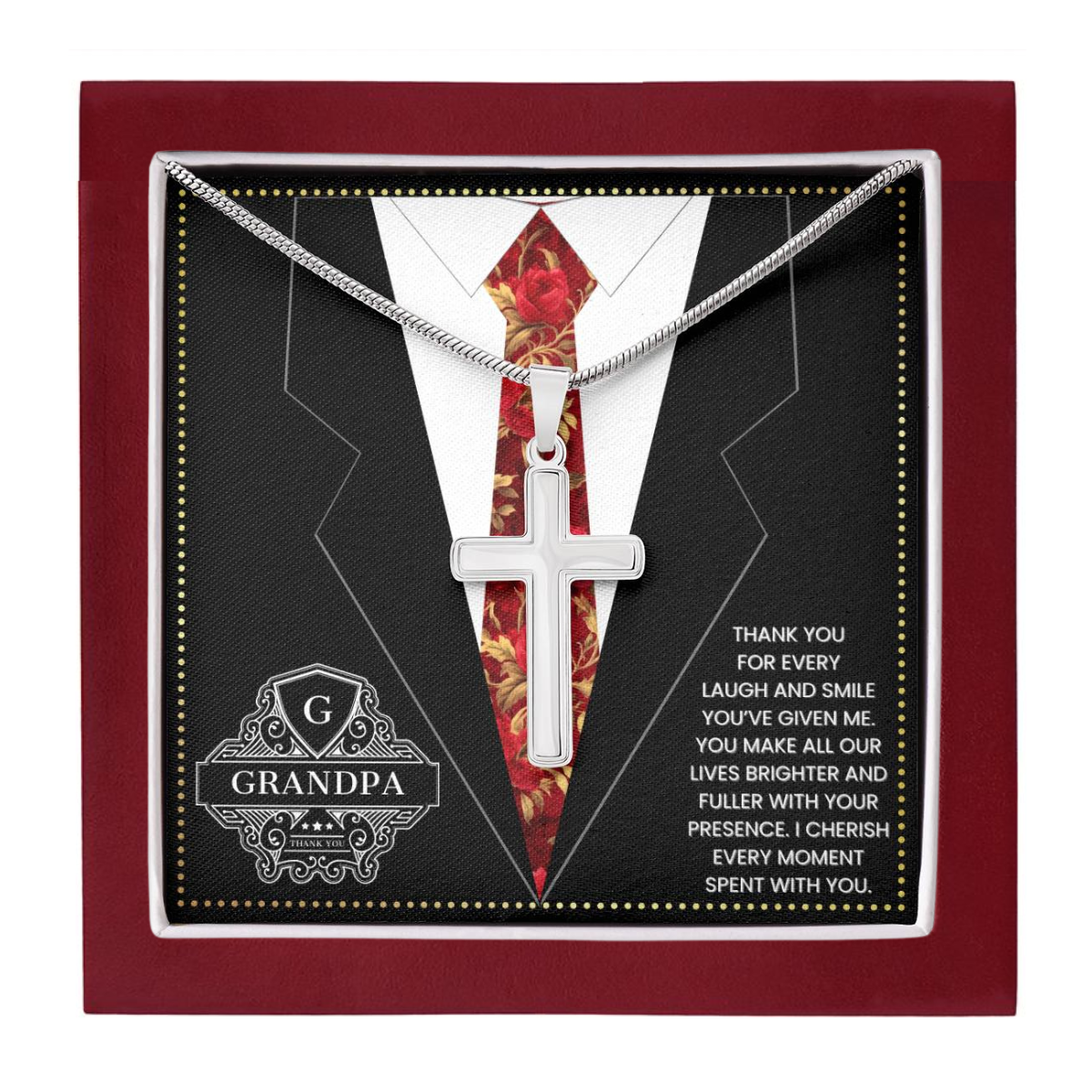 JGF Jewelry Gifts for Family Cross Necklace For Men Silver Grandpa Baseball Coach Gifts