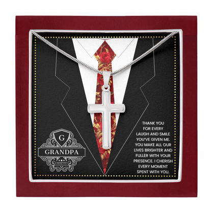 JGF Jewelry Gifts for Family Cross Necklace For Men Silver Grandpa Baseball Coach Gifts