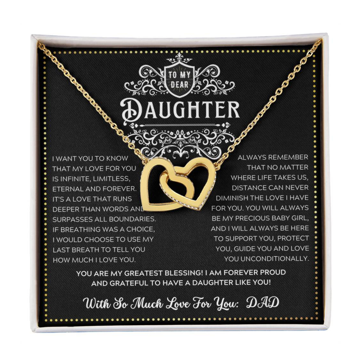JGF Jewelry Gifts for Family 18th Birthday Card Daughter From Dad Two Hearts Necklaces For Women