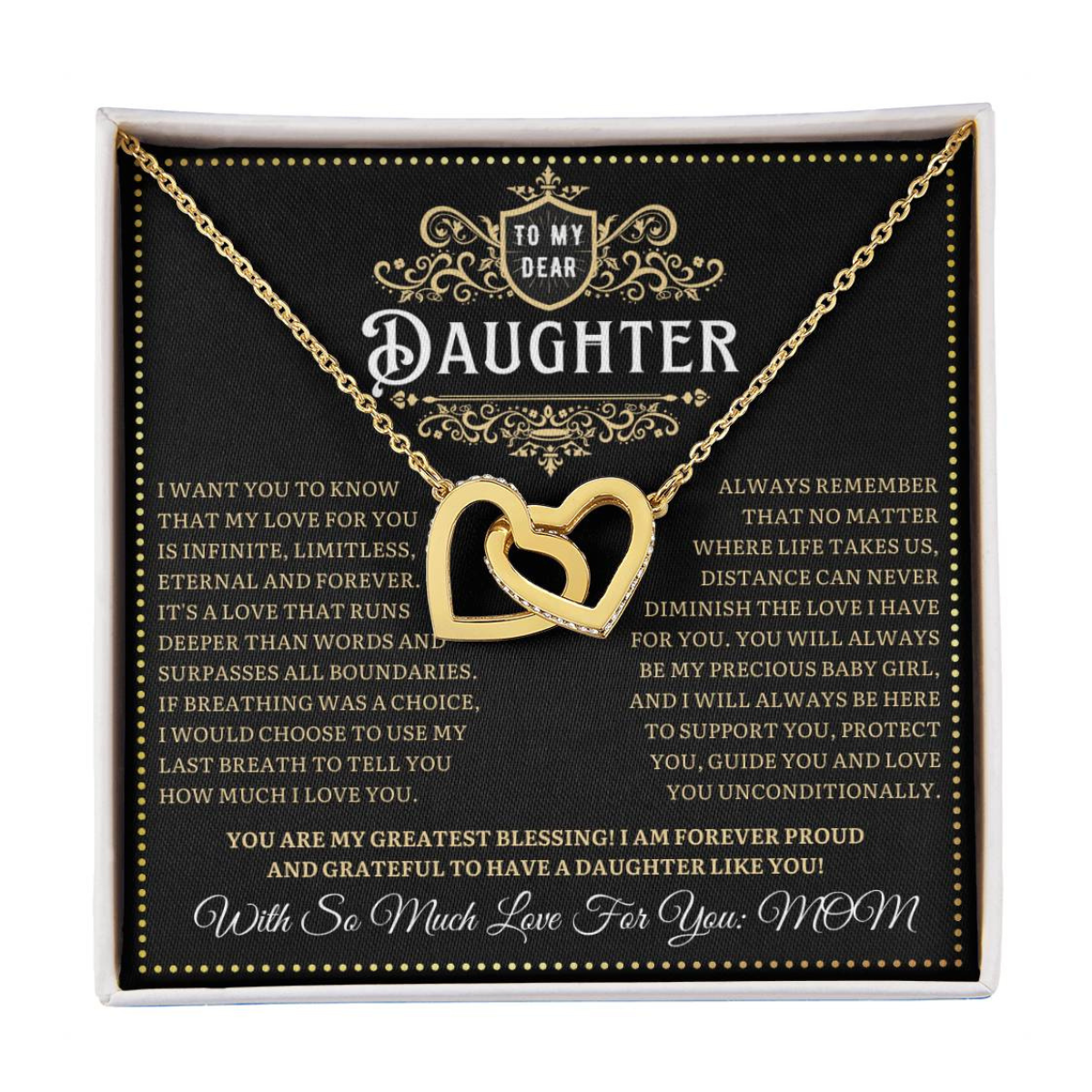 JGF Jewelry Gifts for Family Gifts For Daughter From Mom Far Away Intertwined Double Hearts Necklace