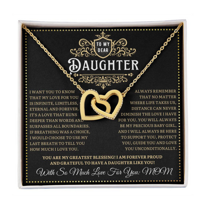 JGF Jewelry Gifts for Family Gifts For Daughter From Mom Far Away Intertwined Double Hearts Necklace