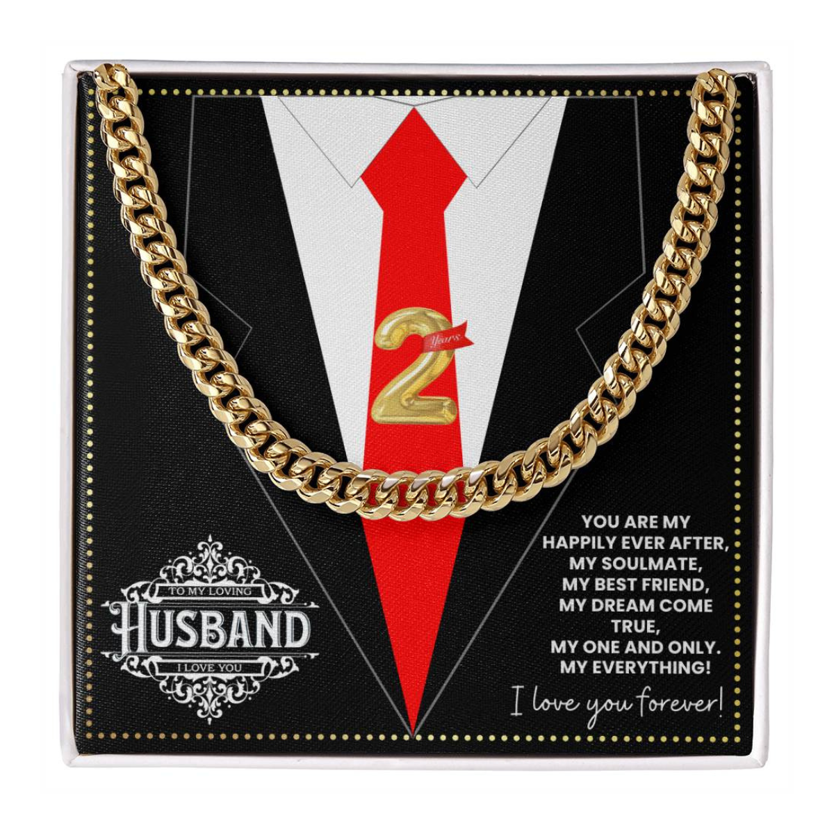 JGF Jewelry Gifts for Family 2nd Second Anniversary For Husband Chain Necklace For Men