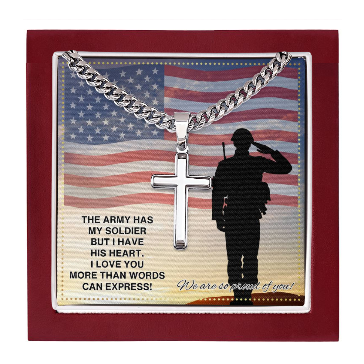 JGF Jewelry Gifts for Family Military Gifts For Men Army Deployed Cross Necklace