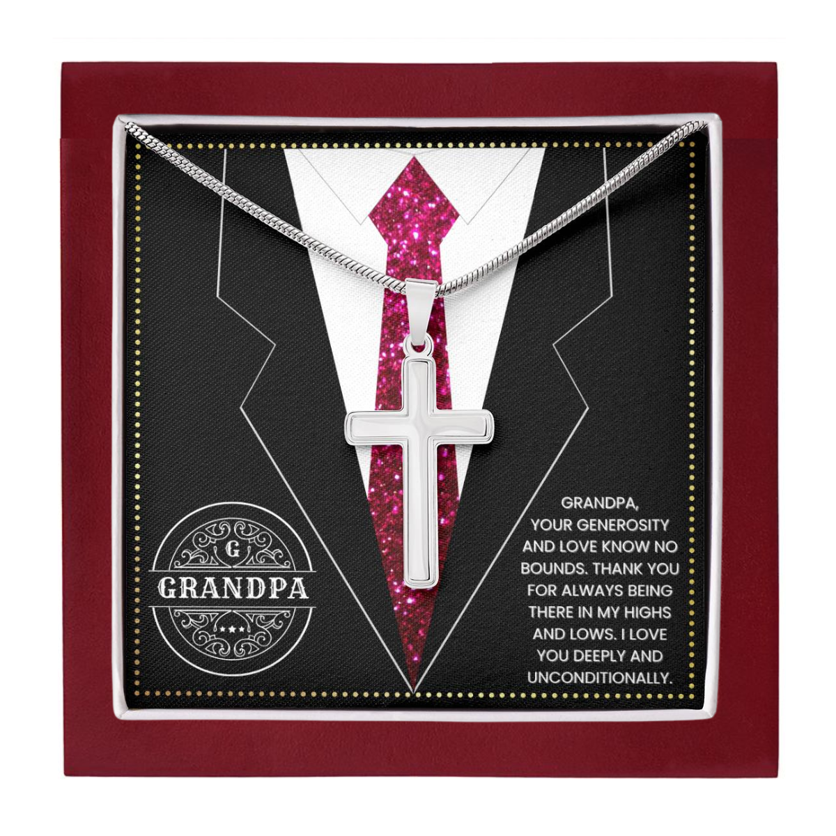 JGF Jewelry Gifts for Family Grandpa Christian Gifts Religious Cross Necklace For Men Silver