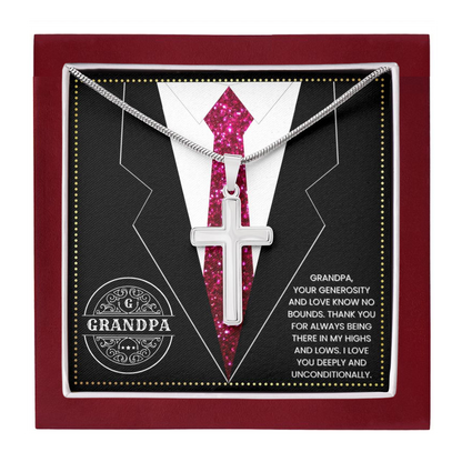 JGF Jewelry Gifts for Family Grandpa Christian Gifts Religious Cross Necklace For Men Silver