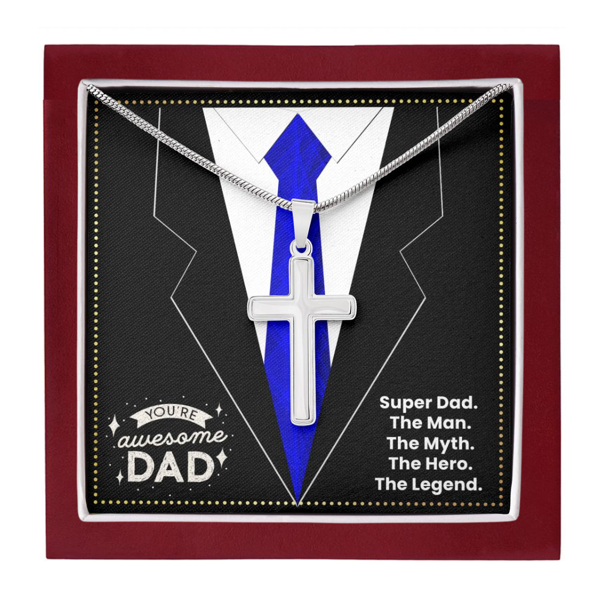 JGF Jewelry Gifts for Family I Love My Dad 50th Birthday Card Daddy Cross Necklace