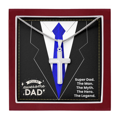 JGF Jewelry Gifts for Family I Love My Dad 50th Birthday Card Daddy Cross Necklace