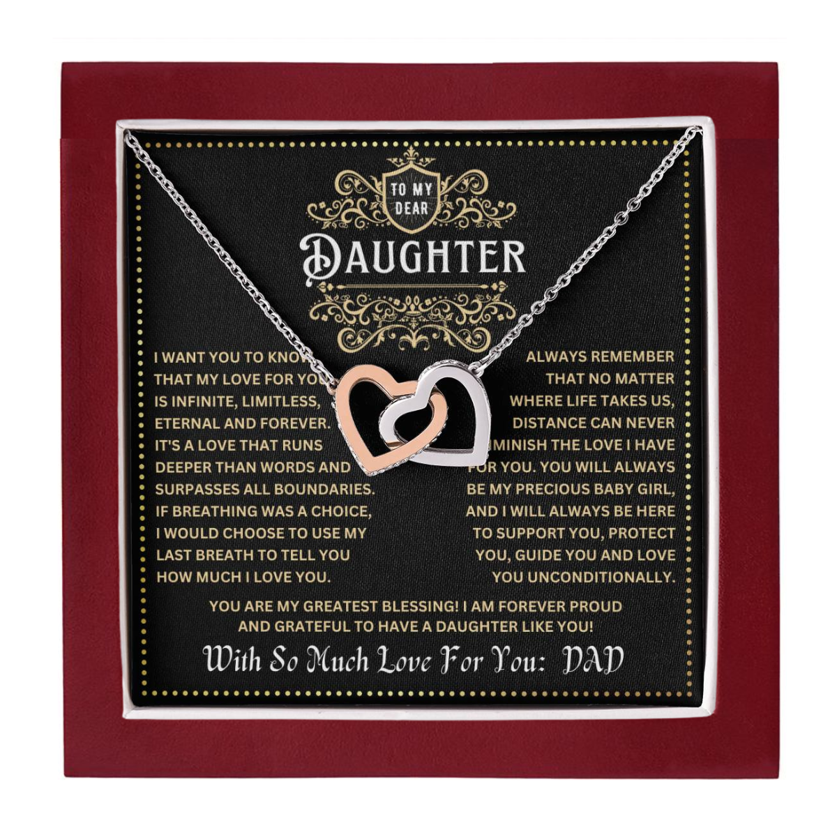 JGF Jewelry Gifts for Family Necklace For Daughter Gifts From Dad Interlocking Hearts