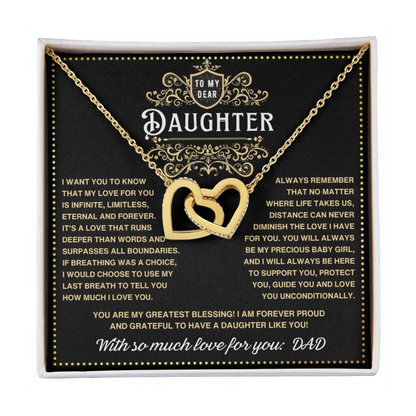 JGF Jewelry Gifts for Family Interlocking Heart Necklace For Daughter From Dad