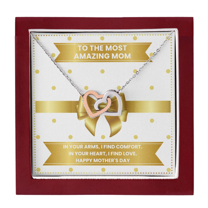 JGF Jewelry Gifts for Family Interlocking Heart Necklace Mothers Day Gift Baskets For Mom