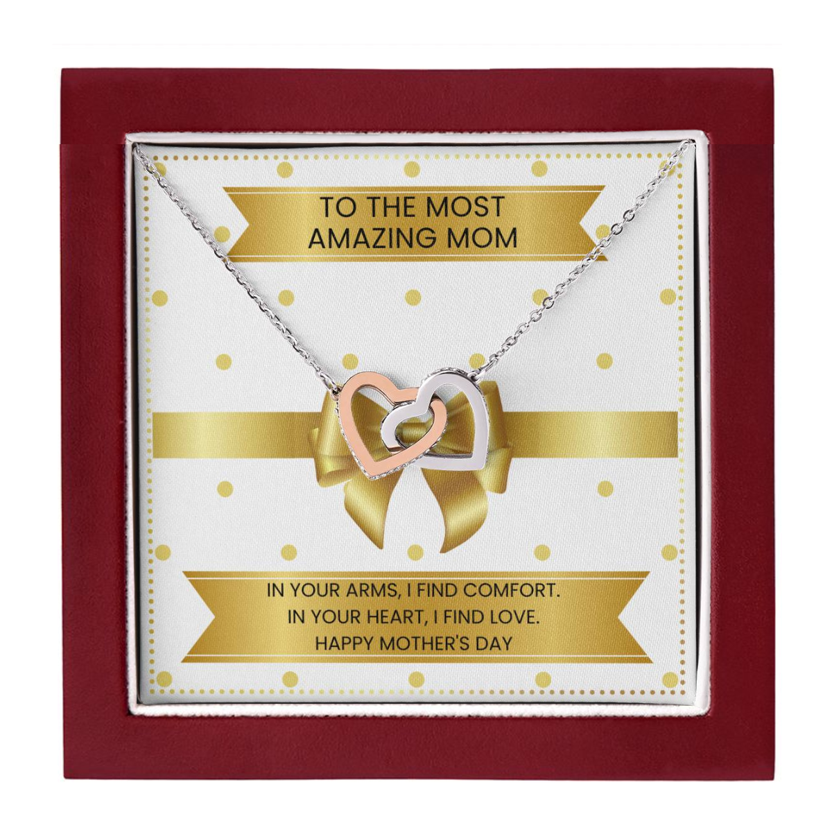 JGF Jewelry Gifts for Family Mom Heart Necklace From Daughter And Son Interlocking Heart Necklace