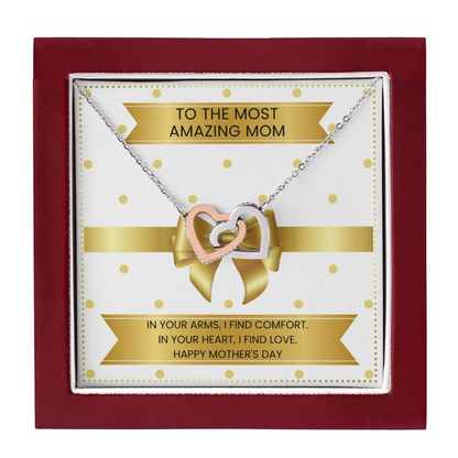 JGF Jewelry Gifts for Family Mom Heart Necklace From Daughter And Son Interlocking Heart Necklace