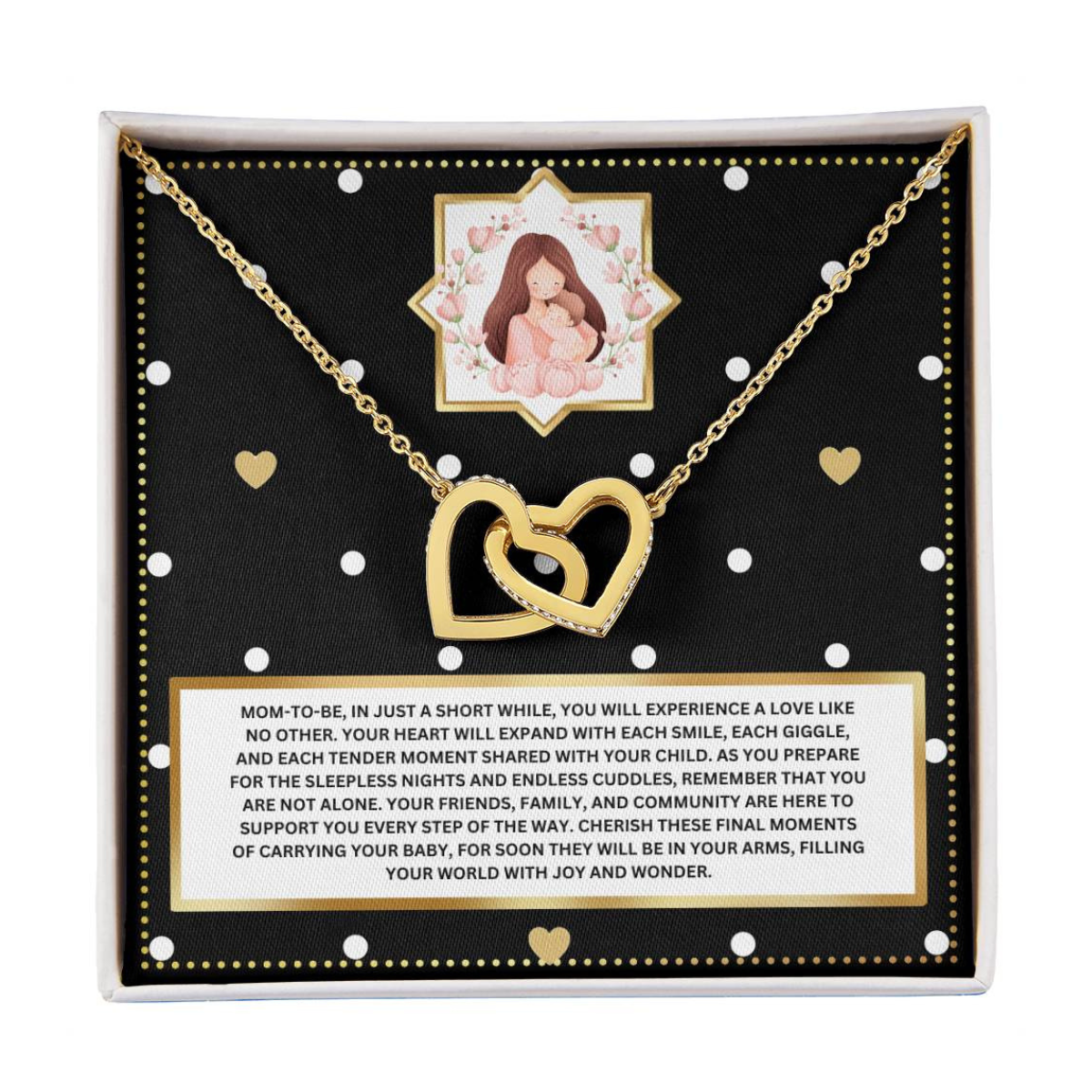 JGF Jewelry Gifts for Family New Mom Gift Basket After Birth Interlocking Heart Necklace