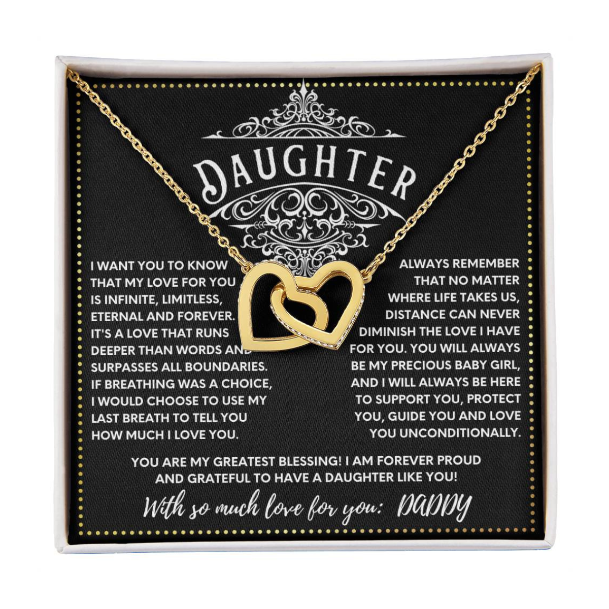JGF Jewelry Gifts for Family Interlocking Necklace Silver College Graduation Gifts For Daughter From Dad