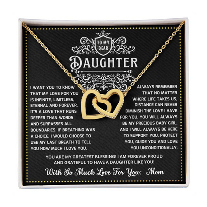 JGF Jewelry Gifts for Family Heart Necklace Silver 2 Linked Hearts To My Daughter From Mom On Her Wedding Day