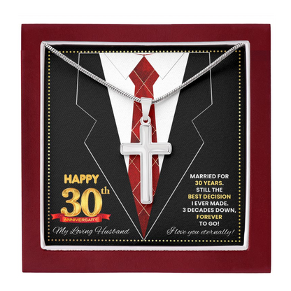 JGF Jewelry Gifts for Family Happy 30th Anniversary For Husband Cross Necklace For Men