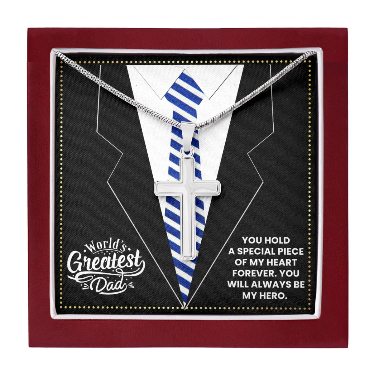 JGF Jewelry Gifts for Family I Love My Dad Gifts Cross Necklace For Men Stainless Steel