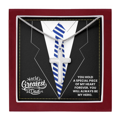 JGF Jewelry Gifts for Family I Love My Dad Gifts Cross Necklace For Men Stainless Steel