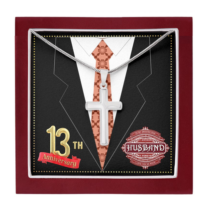 JGF Jewelry Gifts for Family 13th Wedding Anniversary For Him Husband Cross Necklace for Men