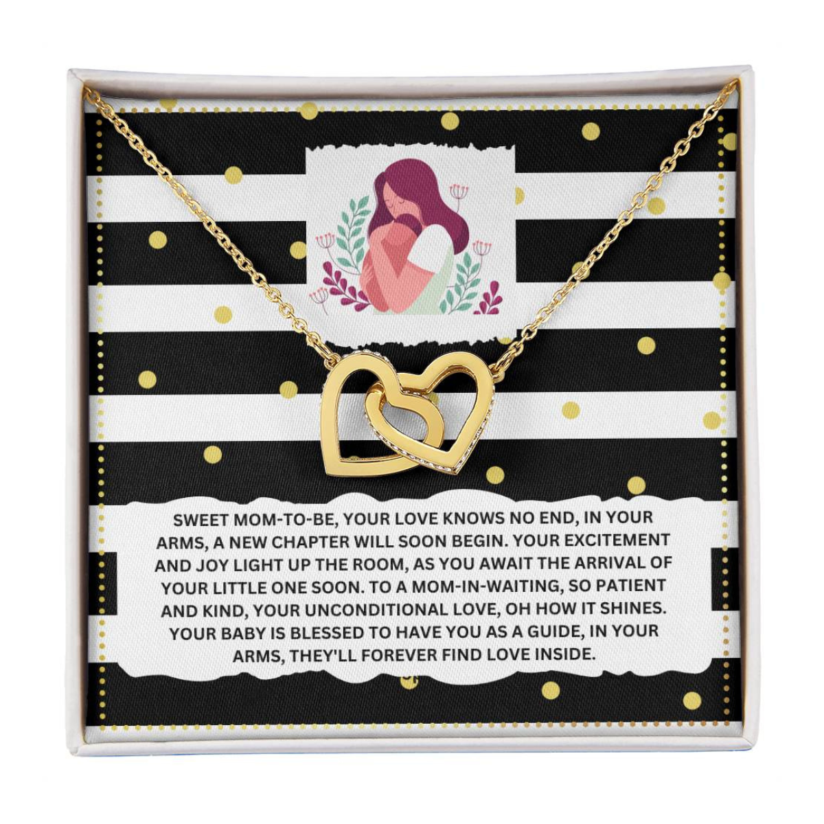 JGF Jewelry Gifts for Family Interlocking Heart Necklace New Mom Gifts After Birth Basket