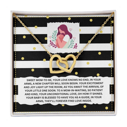 JGF Jewelry Gifts for Family Interlocking Heart Necklace New Mom Gifts After Birth Basket