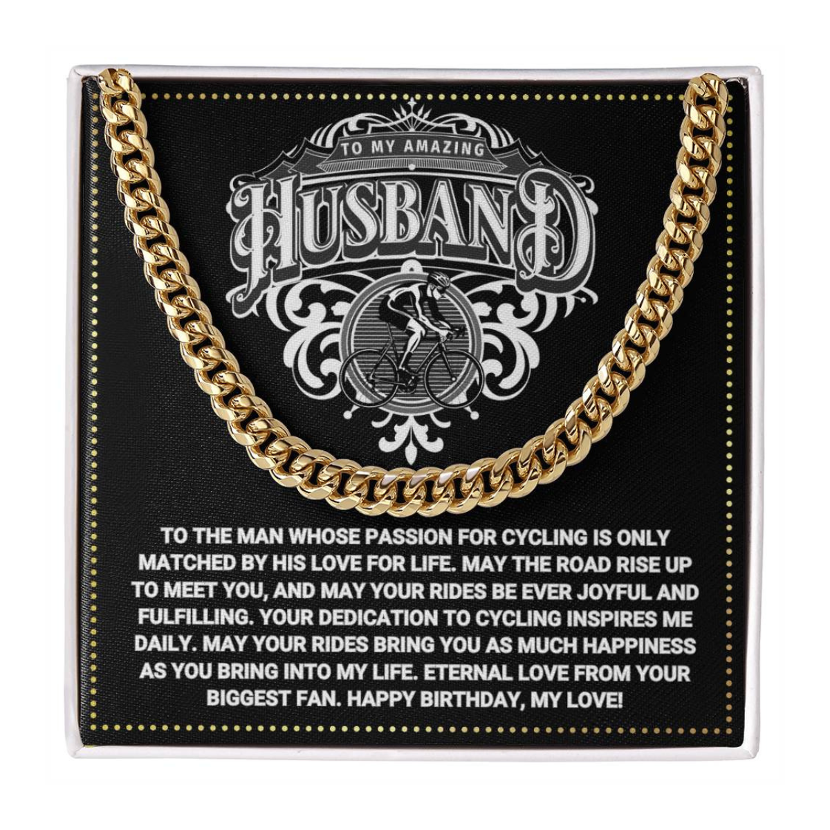 JGF Jewelry Gifts for Family Cyclist Husband Gifts Cuban Chain Necklace Silver