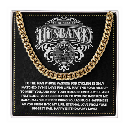 JGF Jewelry Gifts for Family Cyclist Husband Gifts Cuban Chain Necklace Silver