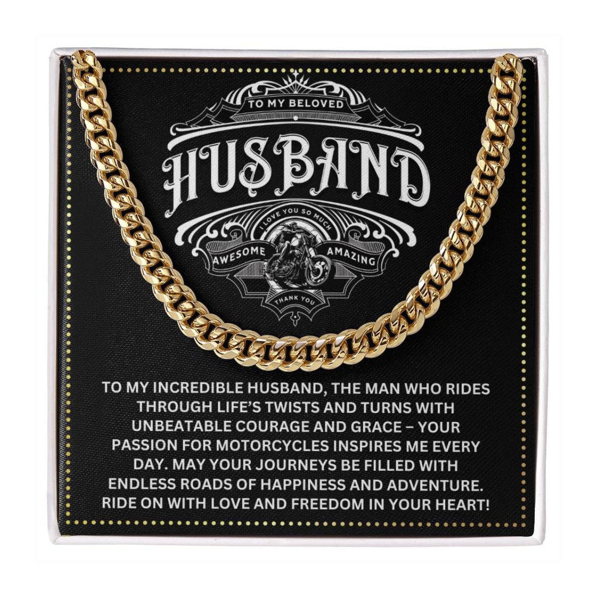 JGF Jewelry Gifts for Family Motorcycle Gifts For Husband Cuban Chain Necklace