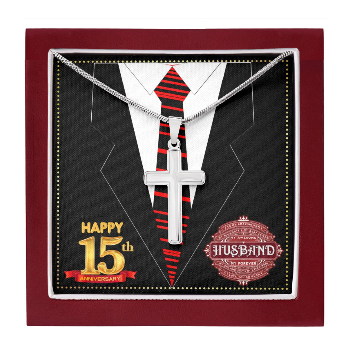 JGF Jewelry Gifts for Family 15th Anniversary Card For Men Him Husband