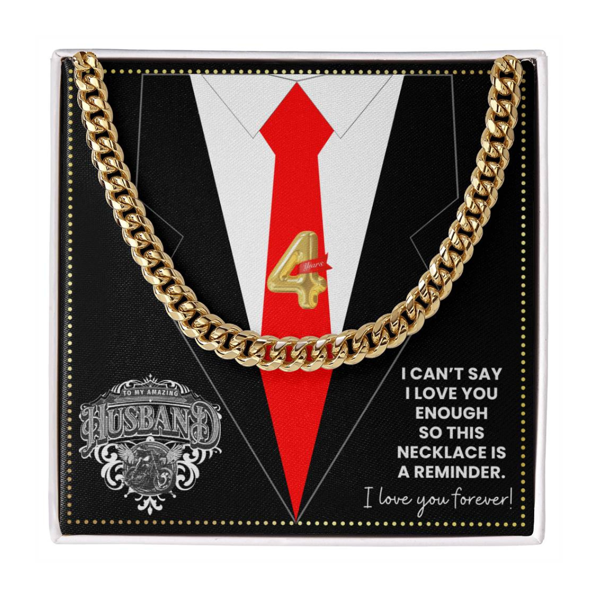 JGF Jewelry Gifts for Family 4th Fourth Anniversary For Husband Chain Necklace For Men