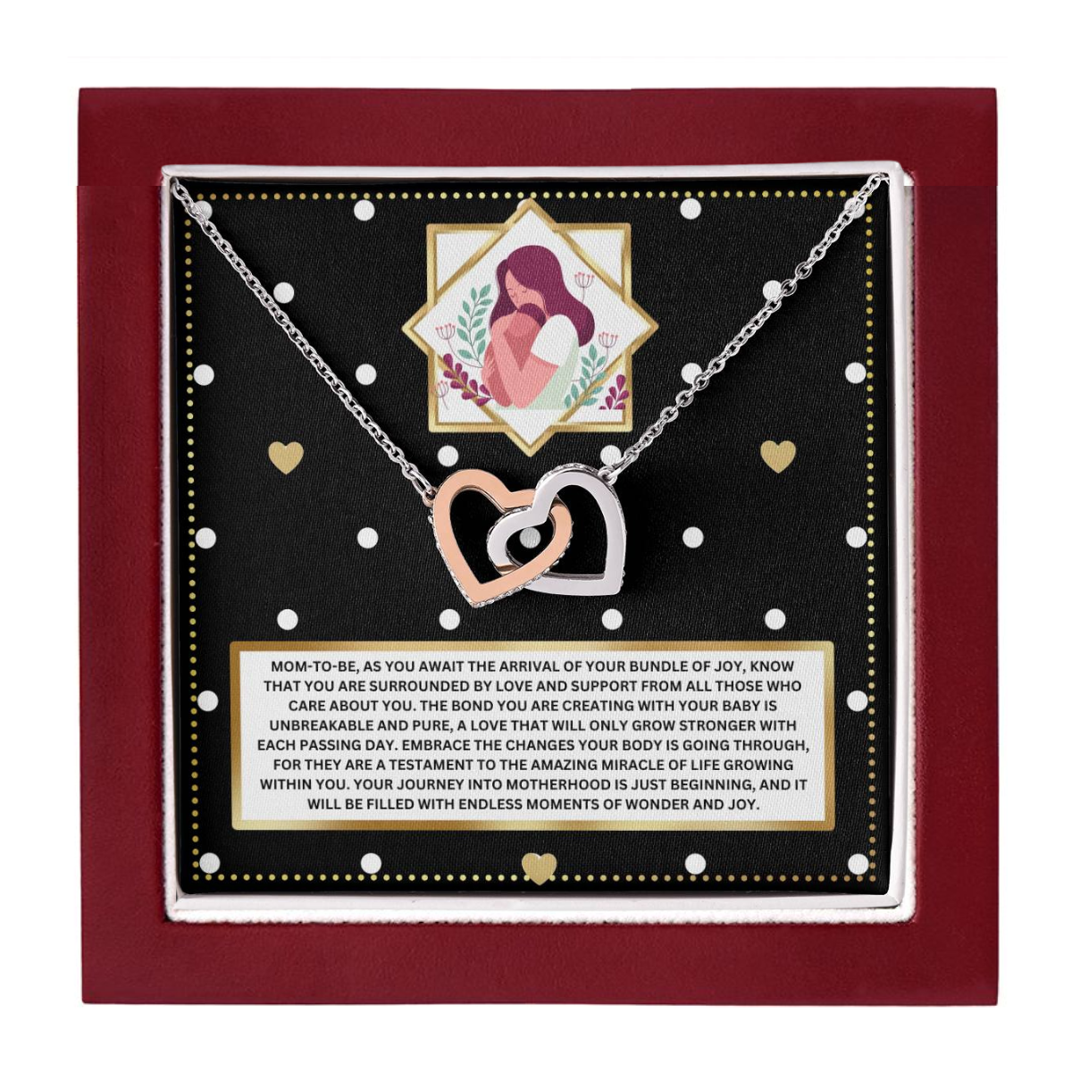 JGF Jewelry Gifts for Family Mom To Be Mothers Day Card Interlocking Heart Necklace