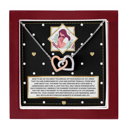 JGF Jewelry Gifts for Family Mom To Be Mothers Day Card Interlocking Heart Necklace
