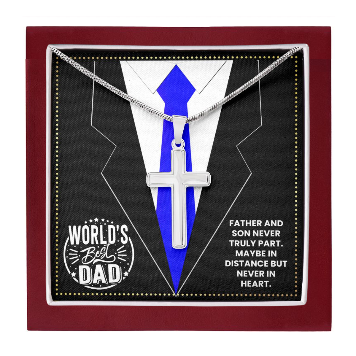 JGF Jewelry Gifts for Family I Love My Dad Gifts From Son Cross Necklace For Men Silver