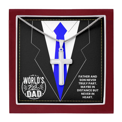 JGF Jewelry Gifts for Family I Love My Dad Gifts From Son Cross Necklace For Men Silver
