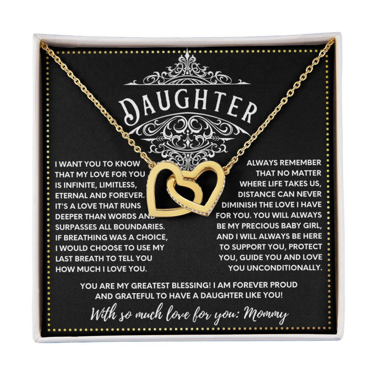 JGF Jewelry Gifts for Family 2 Two Hearts Connected Daughter Gifts From Mom On Wedding Day