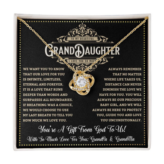 JGF Jewelry Gifts for Family To My Beautiful Granddaughter Love Knot Necklace From Grandparents