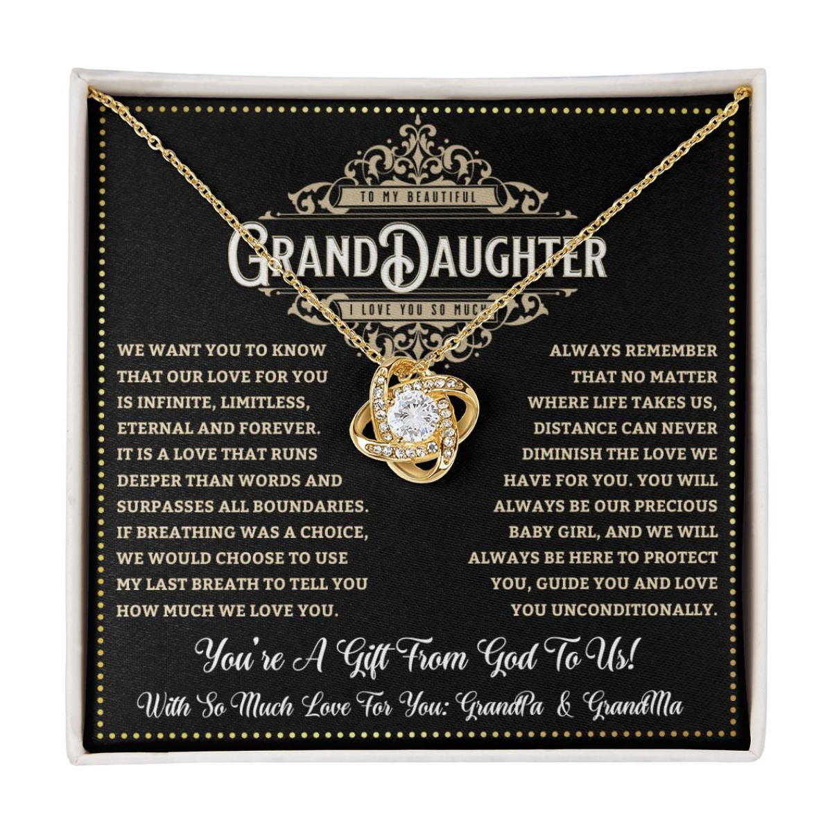 JGF Jewelry Gifts for Family To My Beautiful Granddaughter Love Knot Necklace From Grandparents