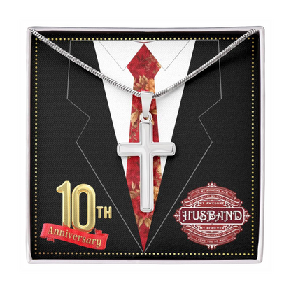 JGF Jewelry Gifts for Family 10th Wedding Anniversary For Him Husband Cross Necklace for Men
