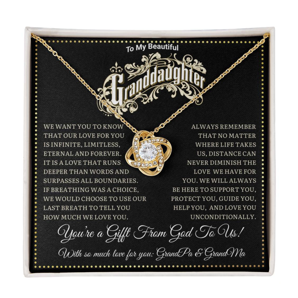 JGF Jewelry Gifts for Family Birthday Gifts For Granddaughter Adult Prime Love Knot Necklace