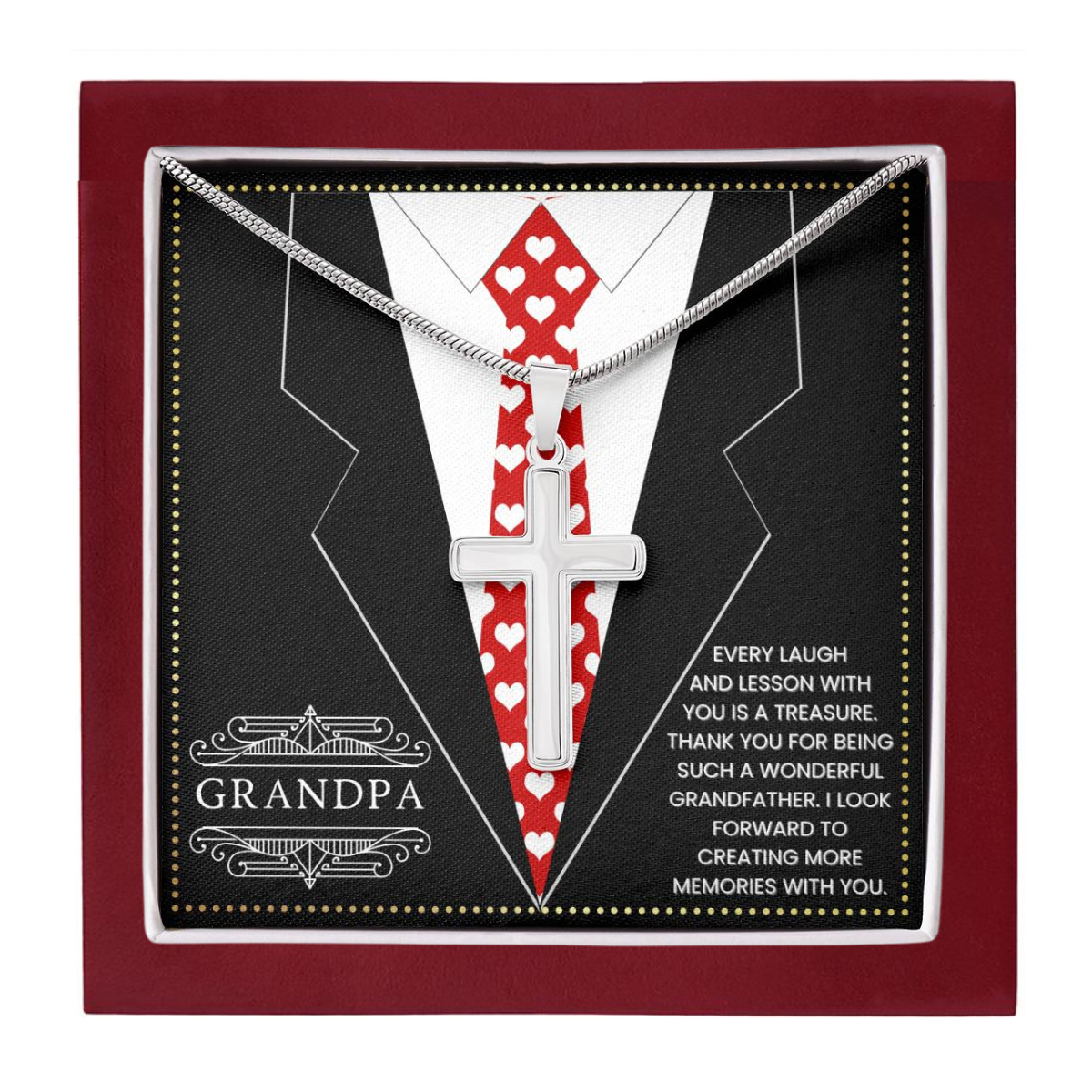 JGF Jewelry Gifts for Family Cross Necklace For Men Silver Grandpa Christian Gifts Religious