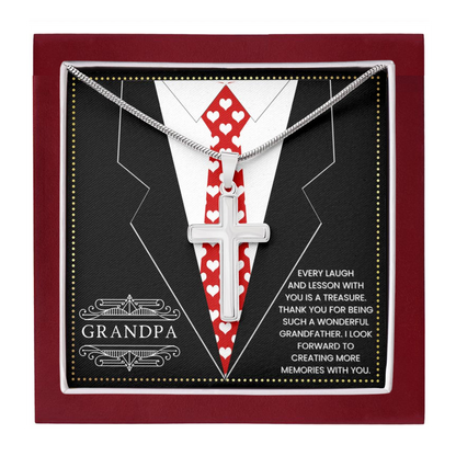 JGF Jewelry Gifts for Family Cross Necklace For Men Silver Grandpa Christian Gifts Religious