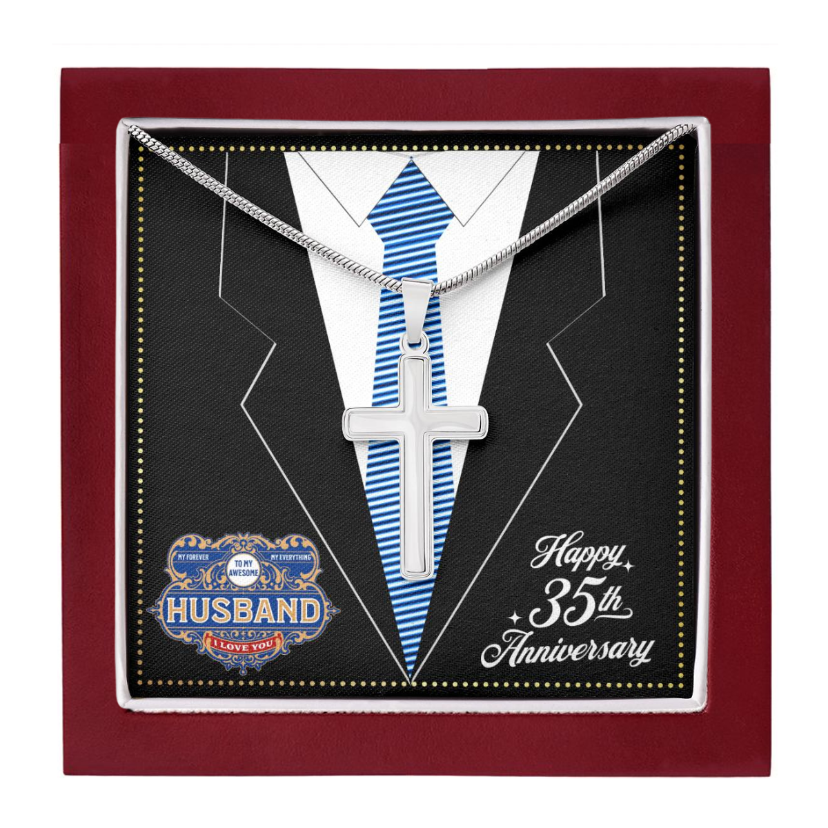 JGF Jewelry Gifts for Family 35 Year 35th Wedding Anniversary For Him Husband