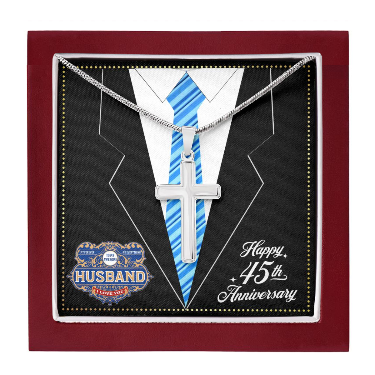 JGF Jewelry Gifts for Family 45 Year 45th Wedding Anniversary For Him Husband