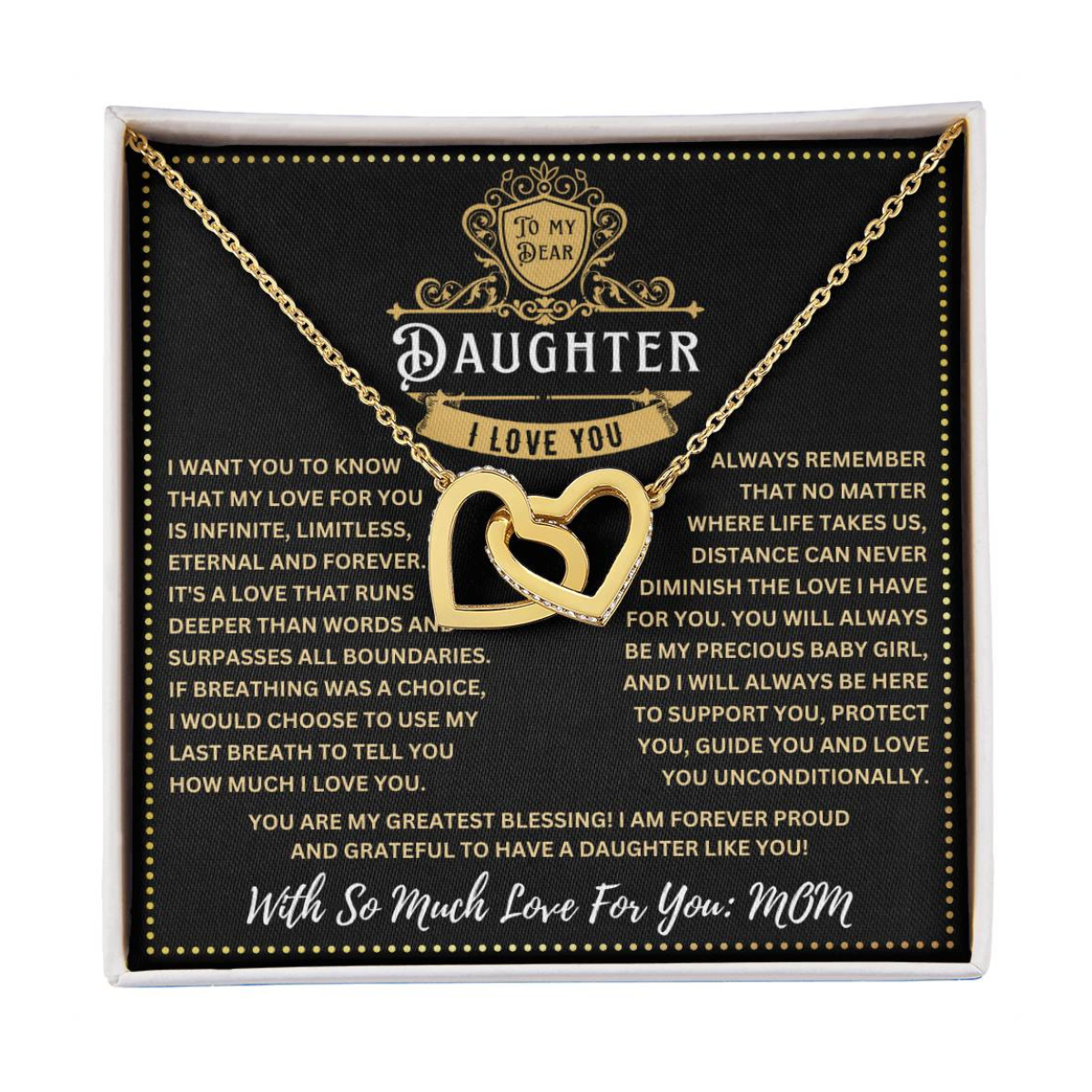 JGF Jewelry Gifts for Family Interlocking Heart Necklace Daughter Gifts From Mom Sterling Silver