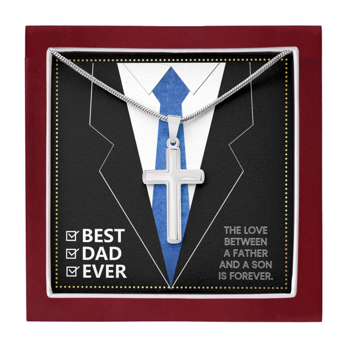 JGF Jewelry Gifts for Family Silver Cross Necklace For Engineering Dad Gifts 50th Birthday From Son