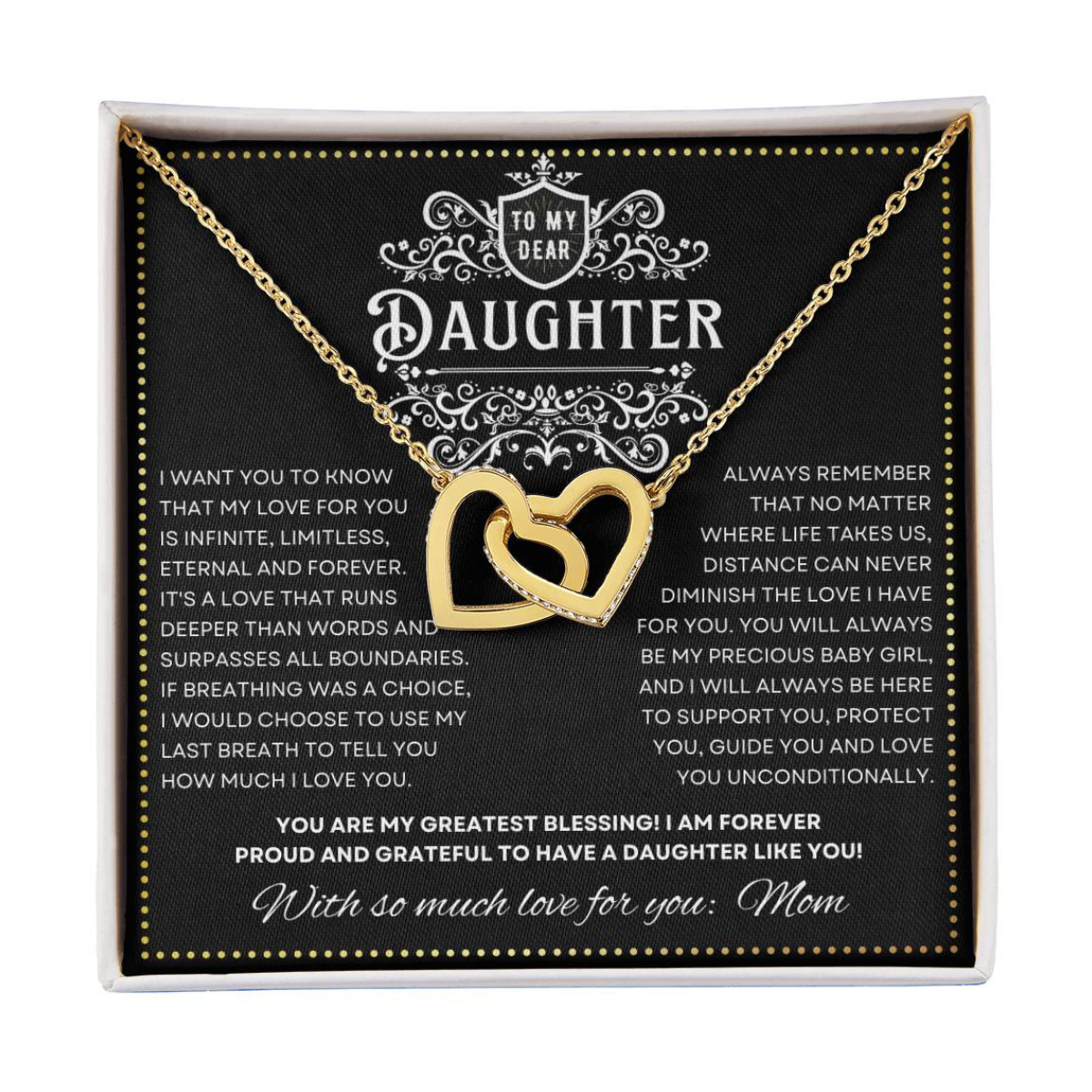 JGF Jewelry Gifts for Family 2 Hearts Intertwined Necklace Birthday Gifts For Daughter Adult From Mom