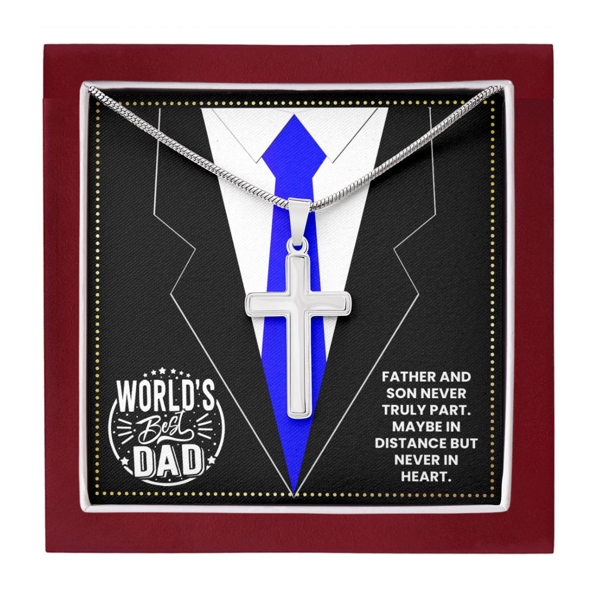 JGF Jewelry Gifts for Family I Love My Dad Gifts From Son Cross Necklace For Men Silver